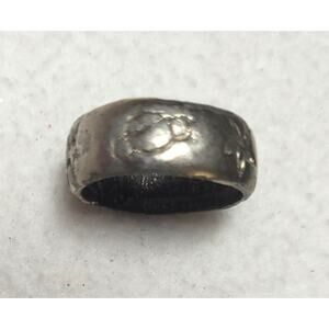 Vtg Handmade Sterling Silver Ring Celestial Folk Art Sz 7.75 Shabby Chic Organic